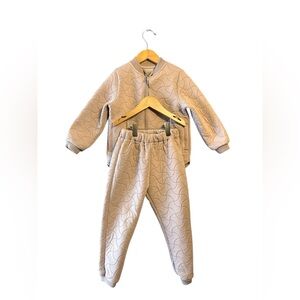 Kids Quilted Matching Set — Cream Bomber Jacket & Joggers